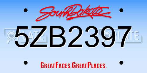 5ZB2397 South Dakota License Plate