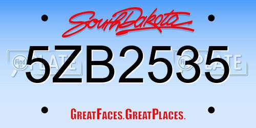 5ZB2535 South Dakota License Plate