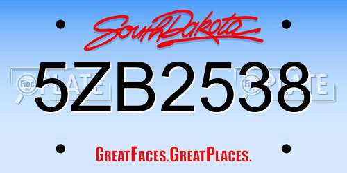 5ZB2538 South Dakota License Plate