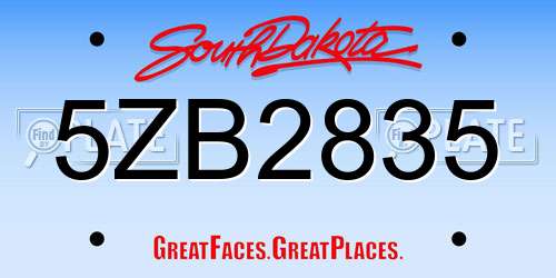 5ZB2835 South Dakota License Plate