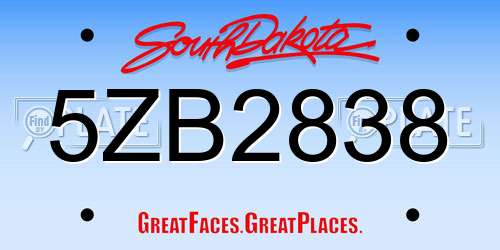 5ZB2838 South Dakota License Plate