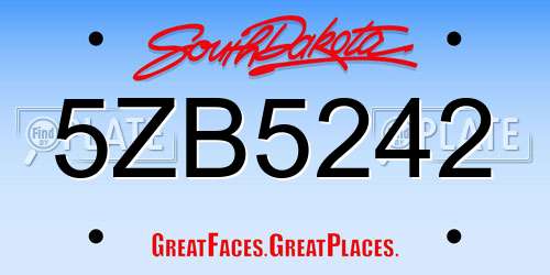 5ZB5242 South Dakota License Plate