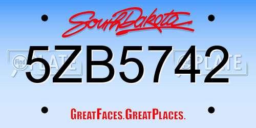 5ZB5742 South Dakota License Plate