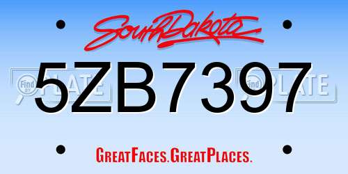 5ZB7397 South Dakota License Plate