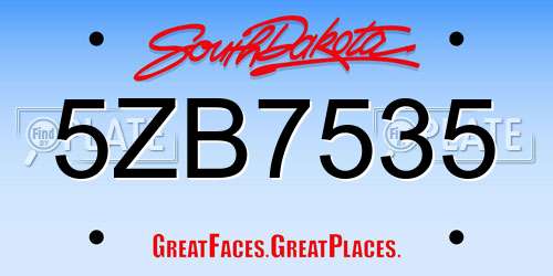 5ZB7535 South Dakota License Plate