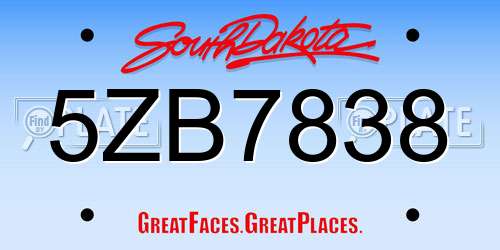 5ZB7838 South Dakota License Plate
