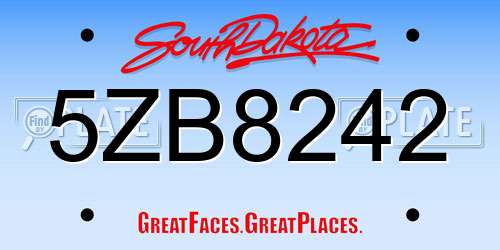 5ZB8242 South Dakota License Plate
