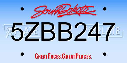 5ZBB247 South Dakota License Plate