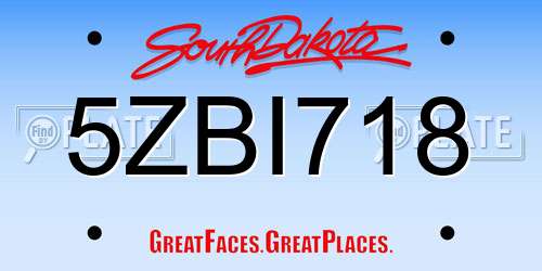 5ZBI718 South Dakota License Plate