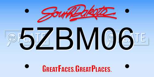 5ZBM06 South Dakota License Plate