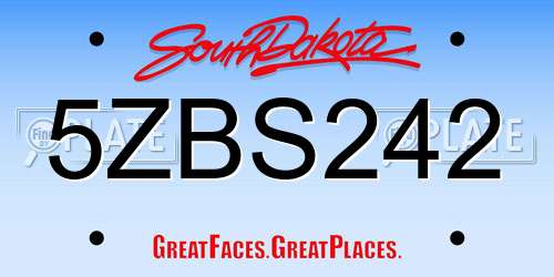 5ZBS242 South Dakota License Plate