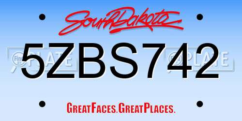 5ZBS742 South Dakota License Plate
