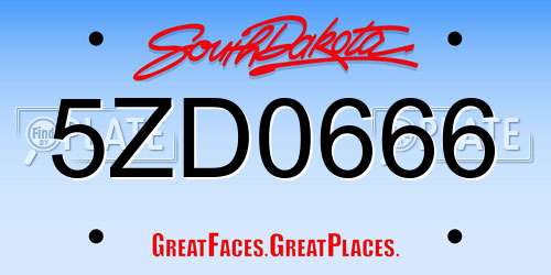 5ZD0666 South Dakota License Plate