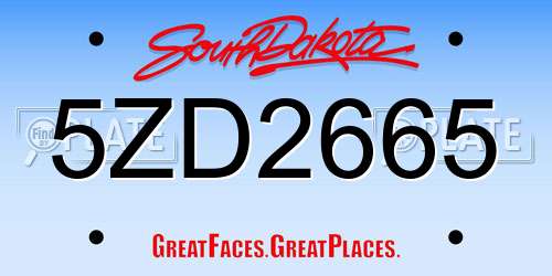 5ZD2665 South Dakota License Plate