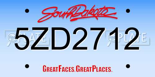 5ZD2712 South Dakota License Plate