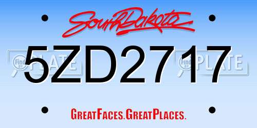 5ZD2717 South Dakota License Plate