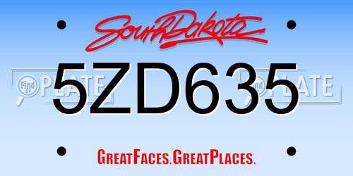 5ZD635 South Dakota License Plate