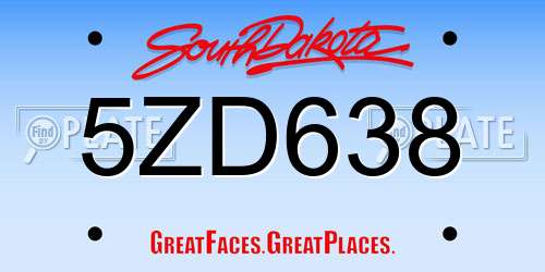 5ZD638 South Dakota License Plate