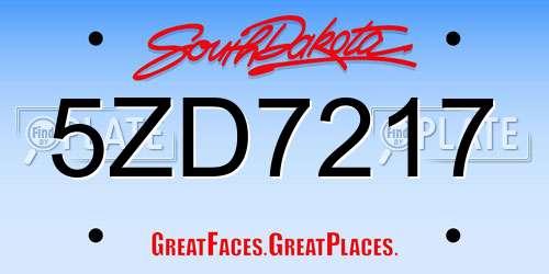 5ZD7217 South Dakota License Plate
