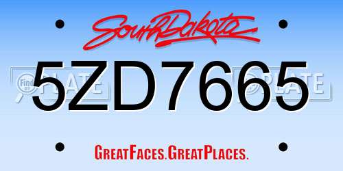 5ZD7665 South Dakota License Plate