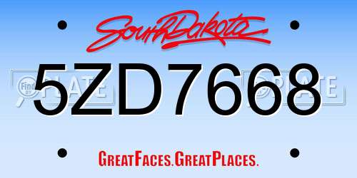 5ZD7668 South Dakota License Plate