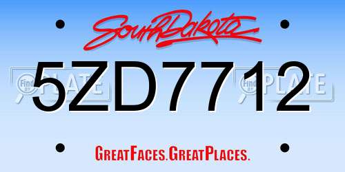 5ZD7712 South Dakota License Plate