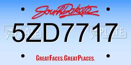 5ZD7717 South Dakota License Plate