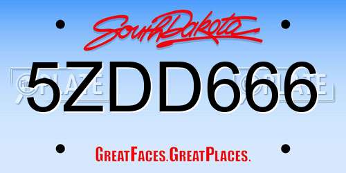 5ZDD666 South Dakota License Plate