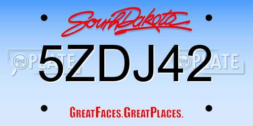 5ZDJ42 South Dakota License Plate