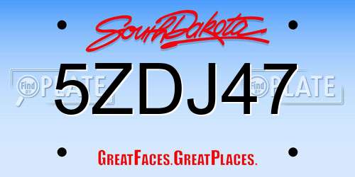 5ZDJ47 South Dakota License Plate