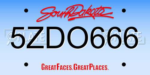 5ZDO666 South Dakota License Plate