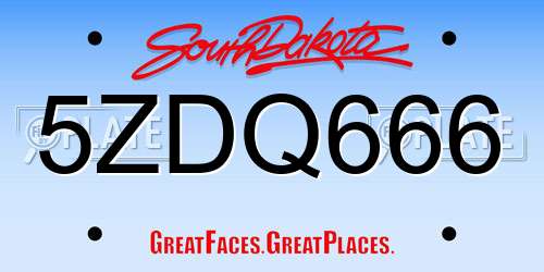 5ZDQ666 South Dakota License Plate