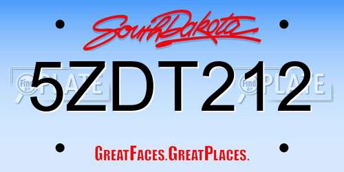 5ZDT212 South Dakota License Plate