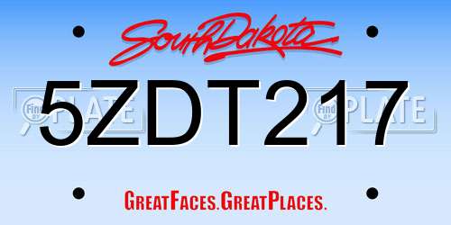 5ZDT217 South Dakota License Plate