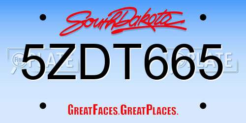 5ZDT665 South Dakota License Plate
