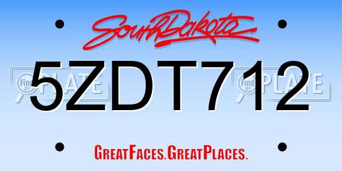 5ZDT712 South Dakota License Plate