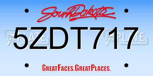 5ZDT717 South Dakota License Plate