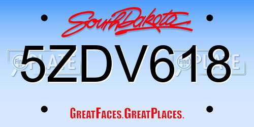 5ZDV618 South Dakota License Plate