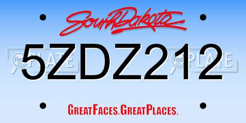 5ZDZ212 South Dakota License Plate