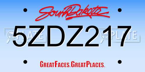 5ZDZ217 South Dakota License Plate