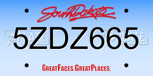 5ZDZ665 South Dakota License Plate