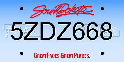 5ZDZ668 South Dakota License Plate