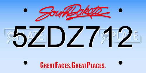 5ZDZ712 South Dakota License Plate