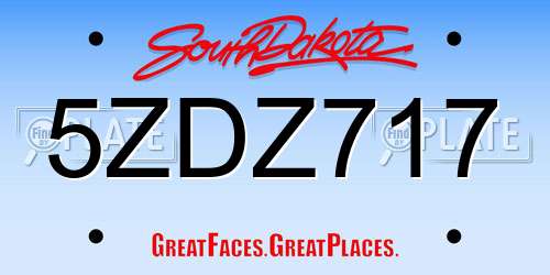 5ZDZ717 South Dakota License Plate