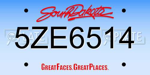 5ZE6514 South Dakota License Plate