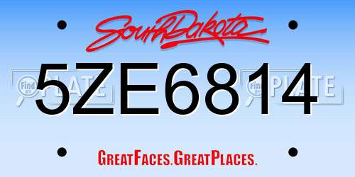 5ZE6814 South Dakota License Plate