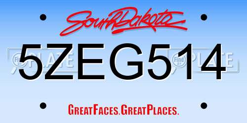 5ZEG514 South Dakota License Plate