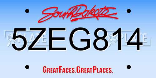 5ZEG814 South Dakota License Plate