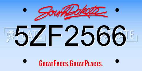 5ZF2566 South Dakota License Plate
