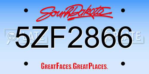 5ZF2866 South Dakota License Plate